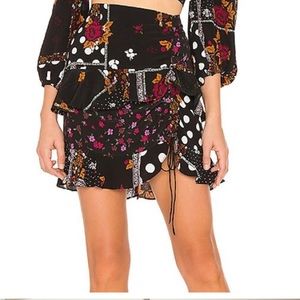 For love and lemons 🍋 skirt black patchwork floral mini ruffle